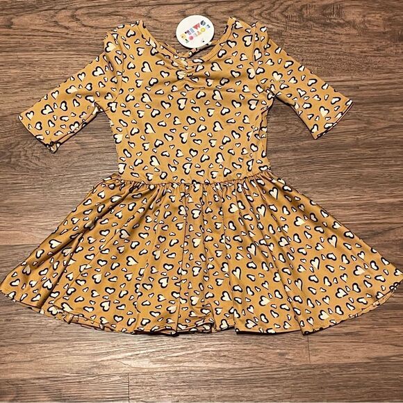 NWT Dot Dot Smile Ballerina Twirl Heart Dress Gold White Black Size 2T - Picture 2 of 11